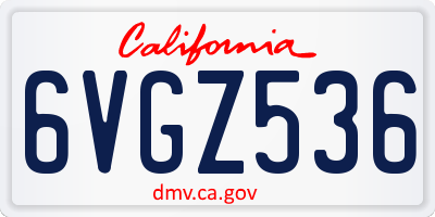 CA license plate 6VGZ536