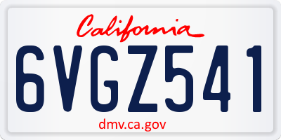 CA license plate 6VGZ541