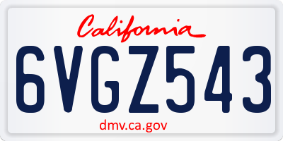 CA license plate 6VGZ543