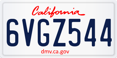 CA license plate 6VGZ544