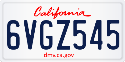 CA license plate 6VGZ545
