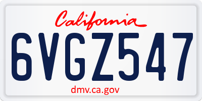 CA license plate 6VGZ547