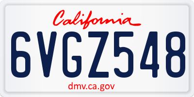 CA license plate 6VGZ548