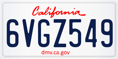 CA license plate 6VGZ549