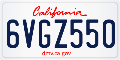 CA license plate 6VGZ550