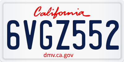 CA license plate 6VGZ552