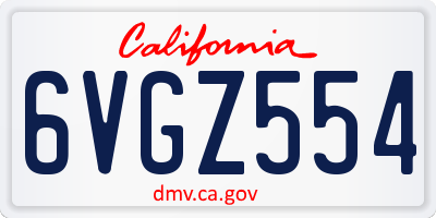 CA license plate 6VGZ554