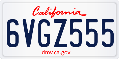 CA license plate 6VGZ555