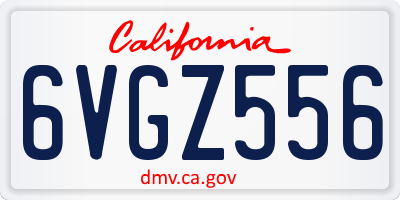 CA license plate 6VGZ556