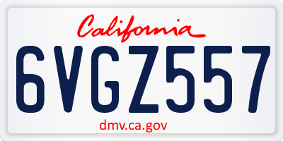 CA license plate 6VGZ557