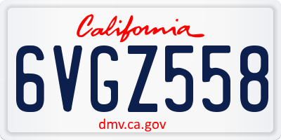 CA license plate 6VGZ558