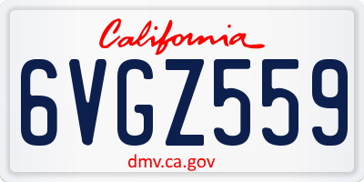 CA license plate 6VGZ559