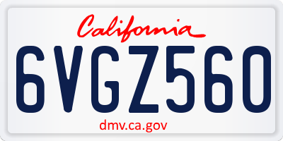 CA license plate 6VGZ560