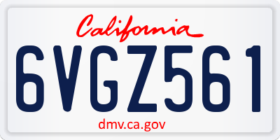 CA license plate 6VGZ561