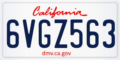 CA license plate 6VGZ563