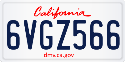 CA license plate 6VGZ566