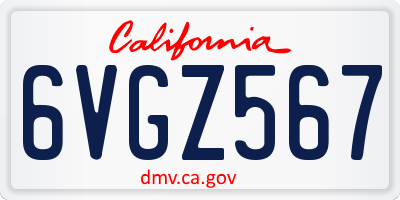 CA license plate 6VGZ567