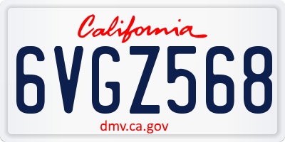 CA license plate 6VGZ568