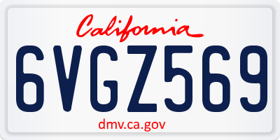 CA license plate 6VGZ569