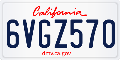 CA license plate 6VGZ570