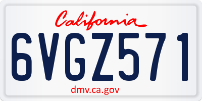 CA license plate 6VGZ571
