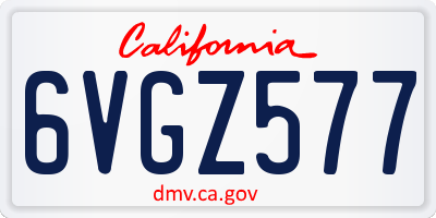 CA license plate 6VGZ577