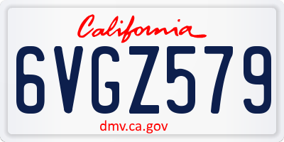 CA license plate 6VGZ579