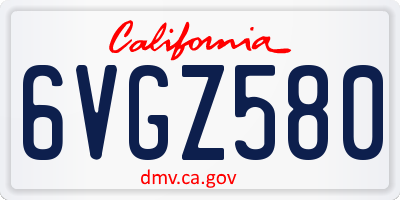 CA license plate 6VGZ580