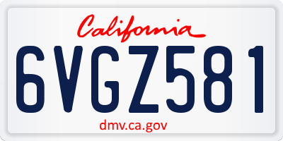CA license plate 6VGZ581