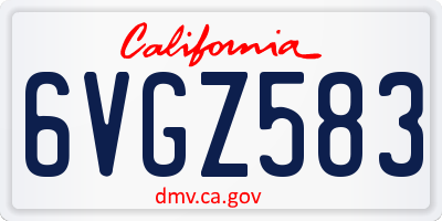 CA license plate 6VGZ583
