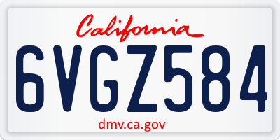 CA license plate 6VGZ584