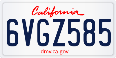 CA license plate 6VGZ585