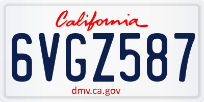 CA license plate 6VGZ587