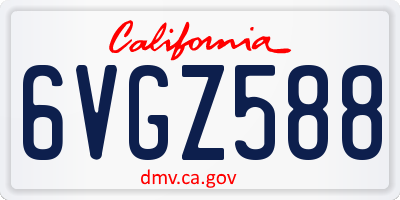 CA license plate 6VGZ588