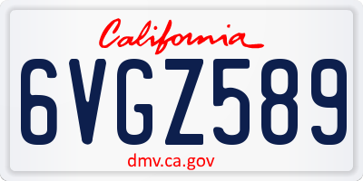 CA license plate 6VGZ589
