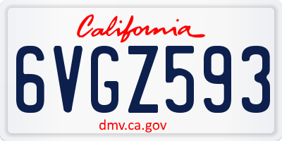 CA license plate 6VGZ593