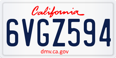 CA license plate 6VGZ594