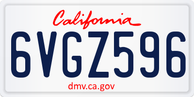 CA license plate 6VGZ596