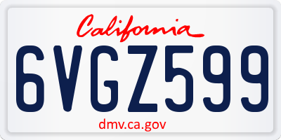 CA license plate 6VGZ599