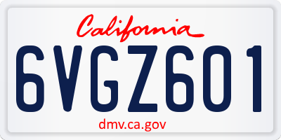 CA license plate 6VGZ601