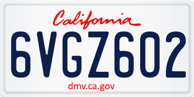 CA license plate 6VGZ602