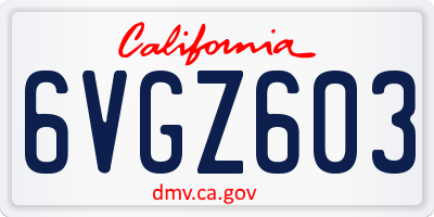 CA license plate 6VGZ603