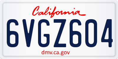 CA license plate 6VGZ604