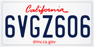 CA license plate 6VGZ606