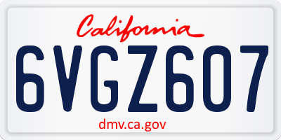 CA license plate 6VGZ607