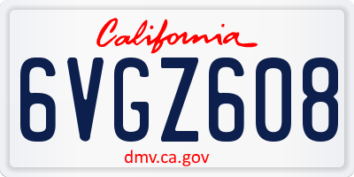 CA license plate 6VGZ608
