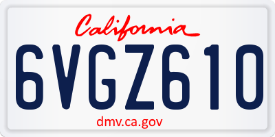 CA license plate 6VGZ610
