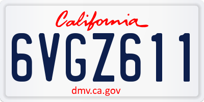 CA license plate 6VGZ611