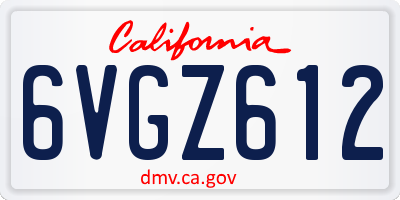 CA license plate 6VGZ612