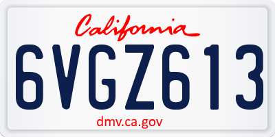 CA license plate 6VGZ613
